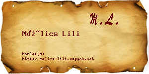 Málics Lili névjegykártya