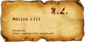 Málics Lili névjegykártya